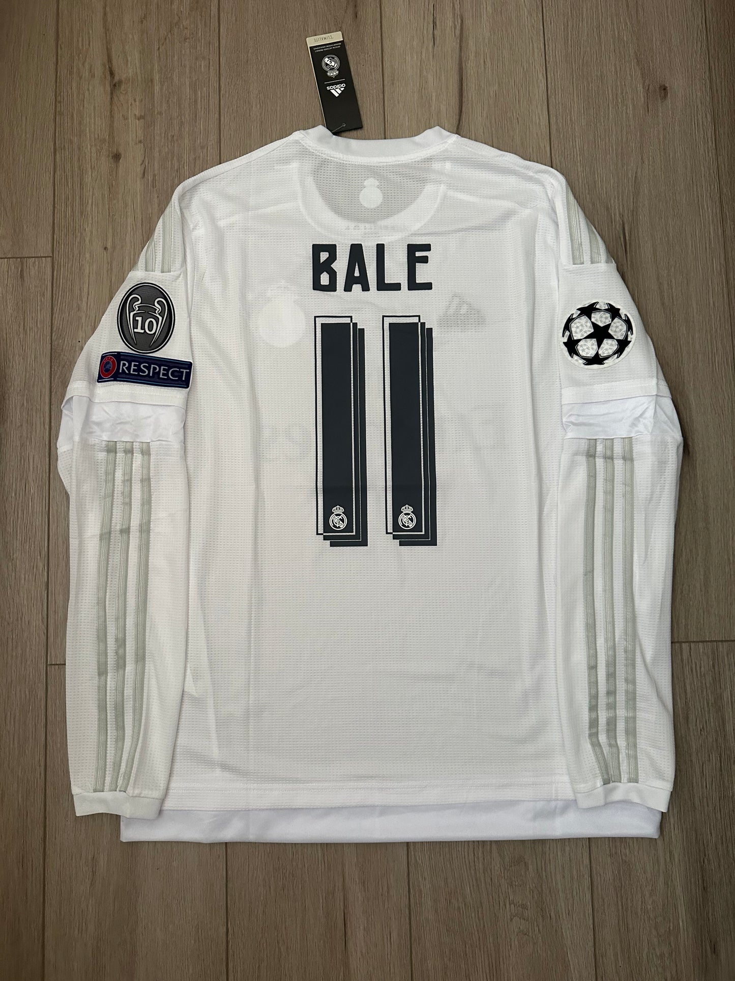 Real Madrid Gareth Bale #11 2016 Final Home Retro Soccer Jersey Long Sleeves Men