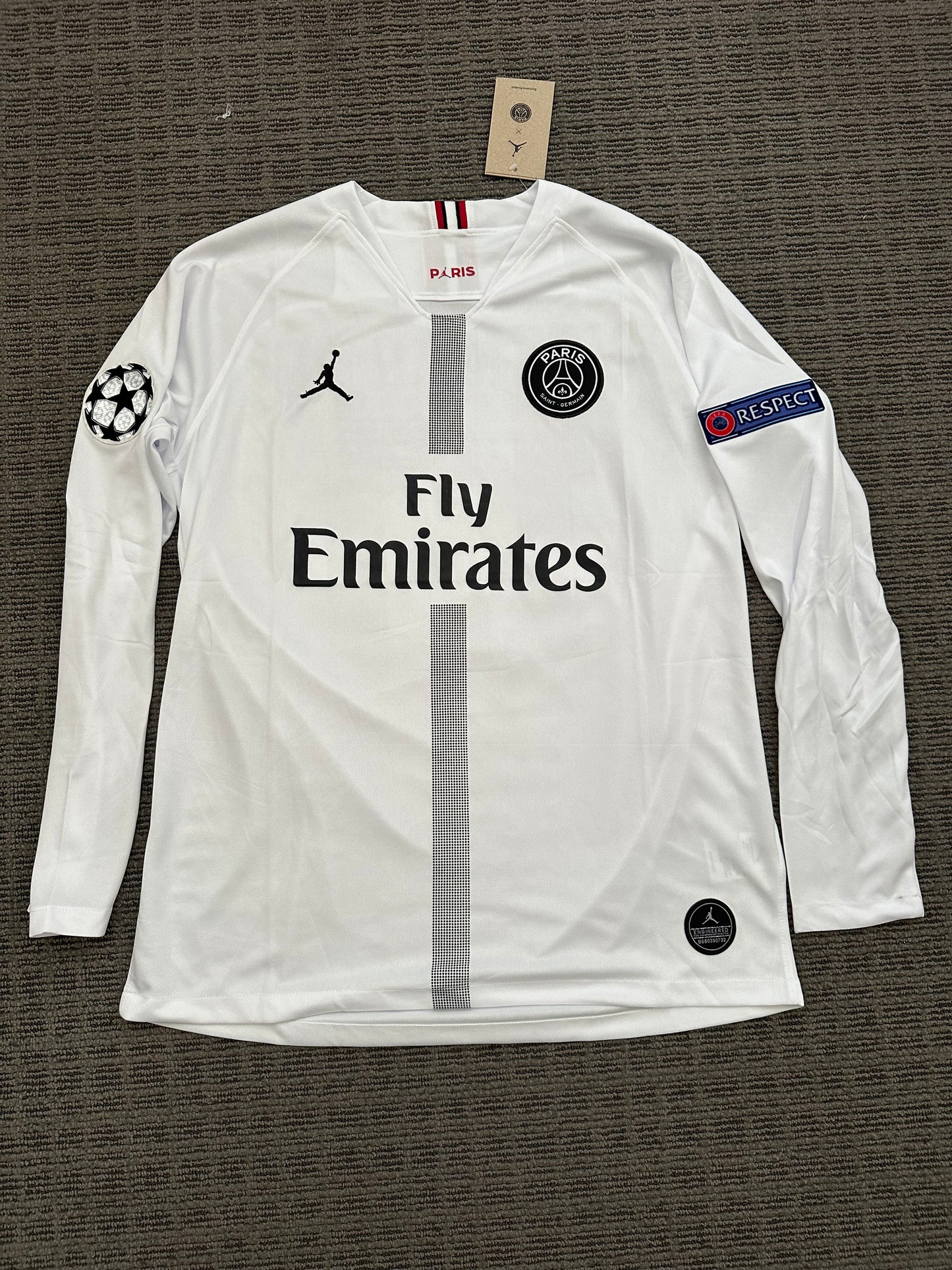 Soccer Jersey Retro PSG 18/19 Neymar Jr #10 Away White Long Sleeves UCL Men Size