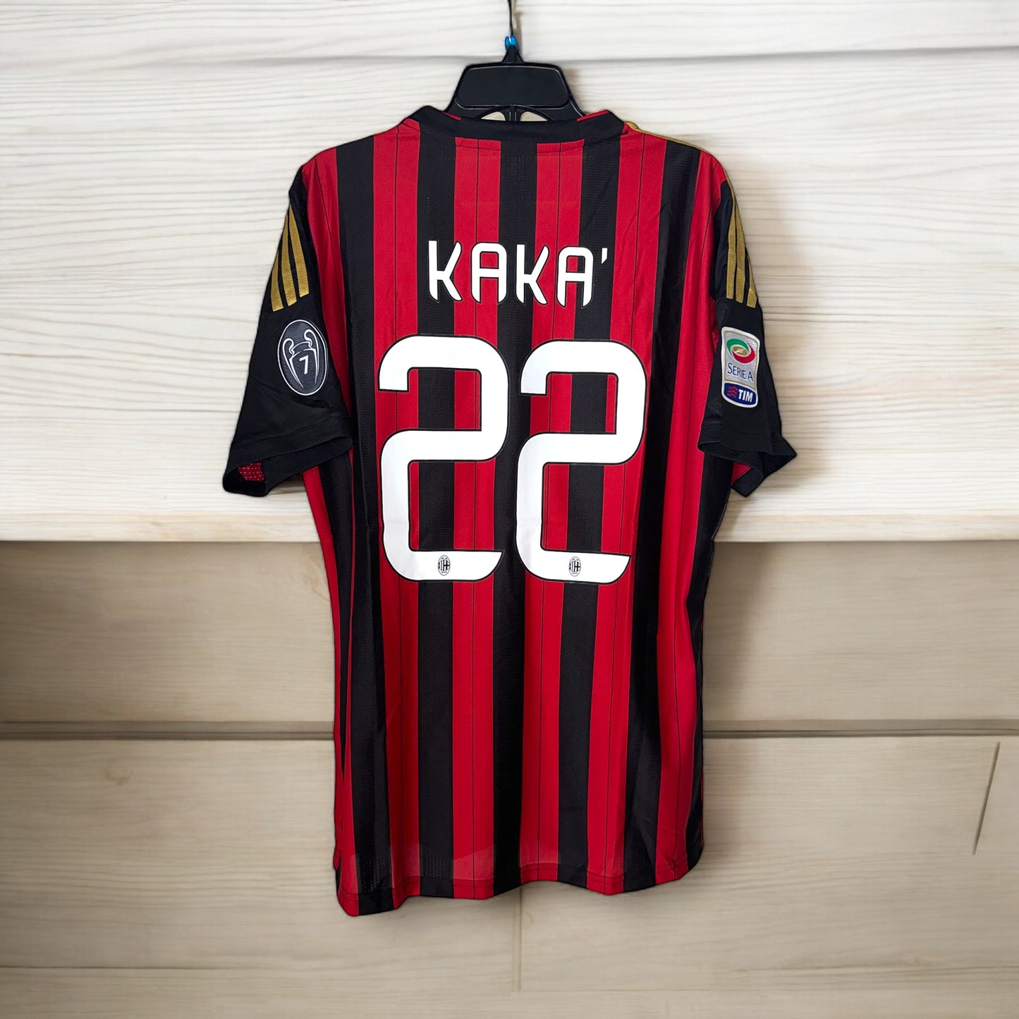 Milan 2013/14 Ricardo Kaka #22 Soccer Jersey Retro Men Size Home Red Black Shirt