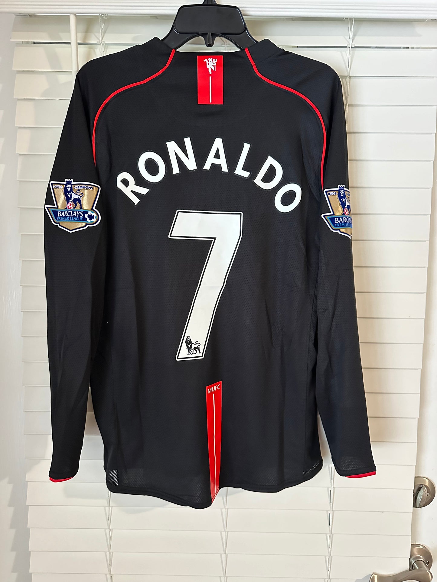 Manchester United Cristiano Ronaldo #7 07/08 Black Away Long Sleve Soccer Jersey