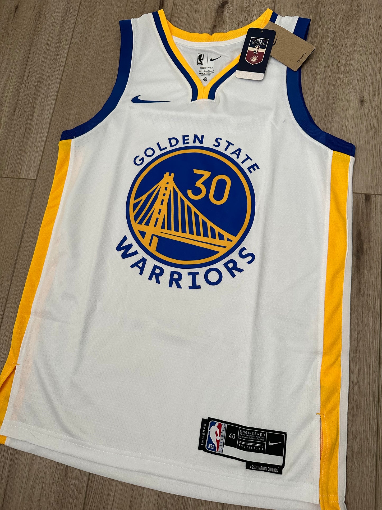 Golden State Warriors Stephen Curry #30 Basketball Jersey White Away Men Size