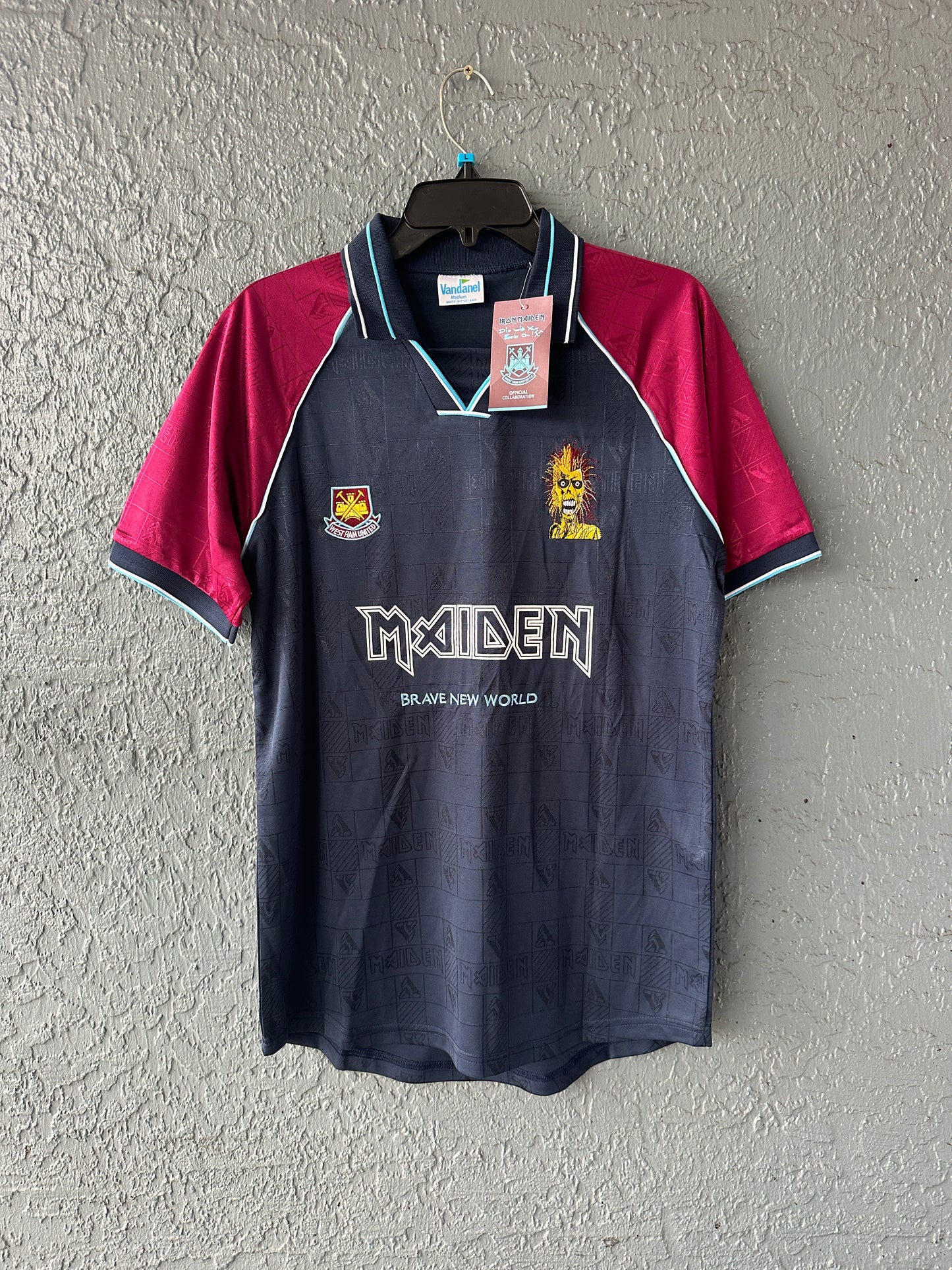 West Ham Iron Maiden Brave new world Blue Red Soccer Jersey Men