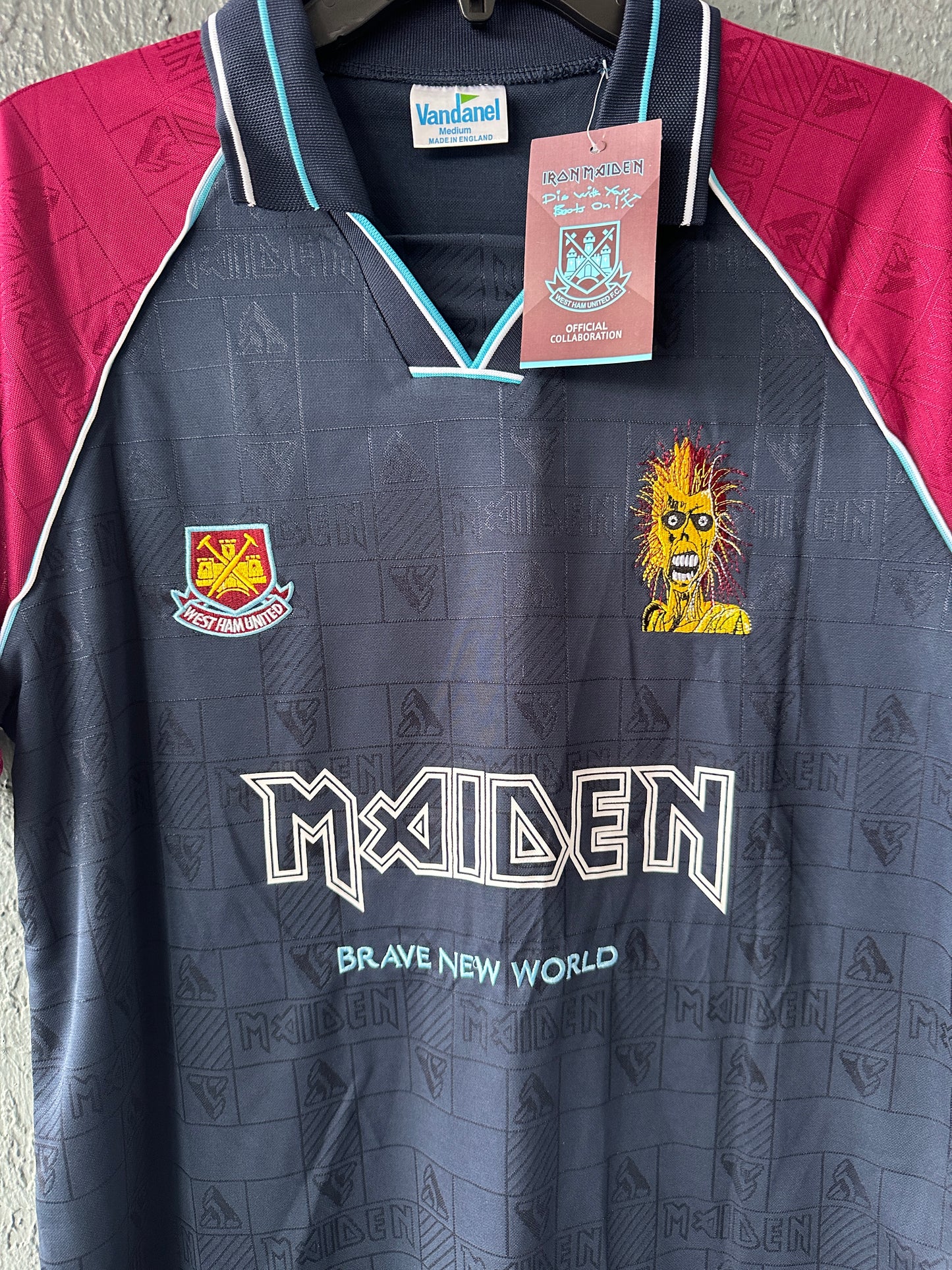 West Ham Iron Maiden Brave new world Blue Red Soccer Jersey Men