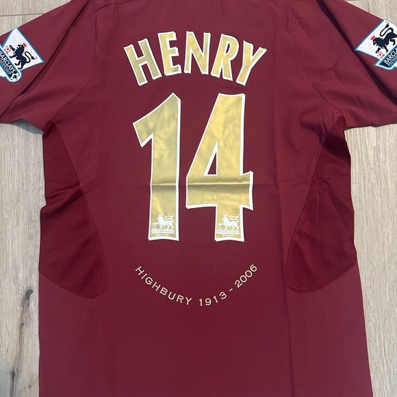 Arsenal Thierry Henry #14 Premier 2005/06 Soccer Jersey Red shirt Men size Footbal