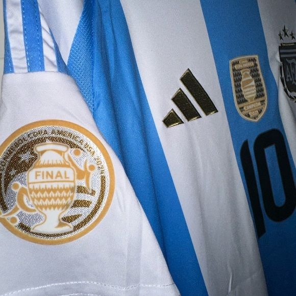 Argentina Lionel Messi #10 Soccer Jersey 2024 Final Cup Home Blue Men Size Shirt