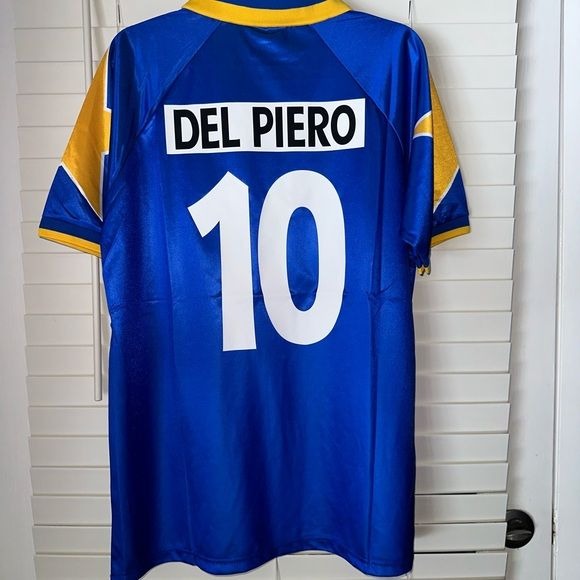 Juventus #10 Alessandro Del Piero 1995/96 Retro Soccer Jersey Away Blue Men Size
