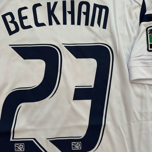 Soccer Jersey Los Angeles Galaxy Retro David Beckham Home White 2012 Men Size