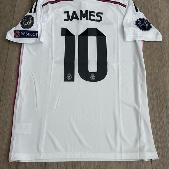 Real Madrid Retro 14/15 James Rodriguez #10 Soccer Jersey Champions Home Men