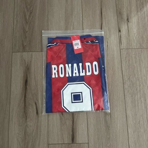 Soccer Jersey Ronaldo Nazario 9 Retro Barcelona 96/97 Home Blue Red Shirt Men