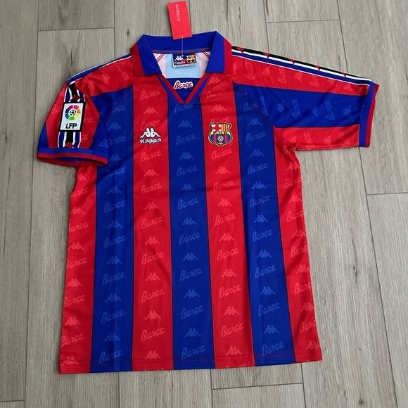 Soccer Jersey Ronaldo Nazario 9 Retro Barcelona 96/97 Home Blue Red Shirt Men