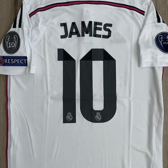 Real Madrid Retro 14/15 James Rodriguez #10 Soccer Jersey Champions Home Men