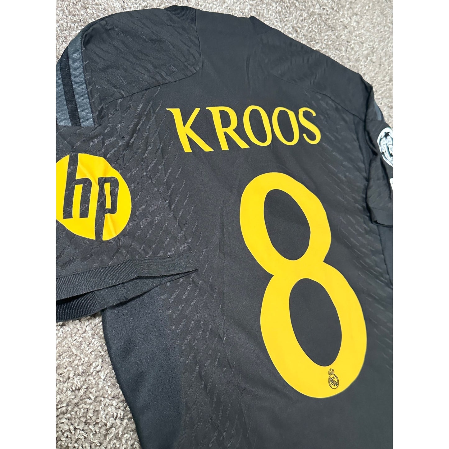 Real Madrid Toni Kroos #8 Soccer Jersey Black Away 2023/24 UCL Men Shirt Size
