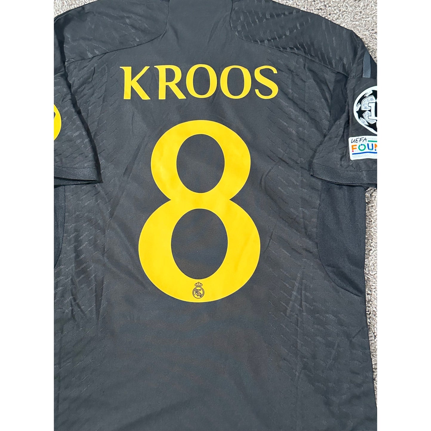Real Madrid Toni Kroos #8 Soccer Jersey Black Away 2023/24 UCL Men Shirt Size