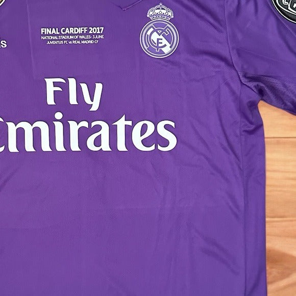 Real Madrid Retro Cardiff Final 2017 Cristiano Ronaldo #7 Away Purple Men Football