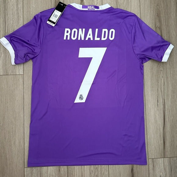 Real Madrid Retro Cardiff Final 2017 Cristiano Ronaldo #7 Away Purple Men Football