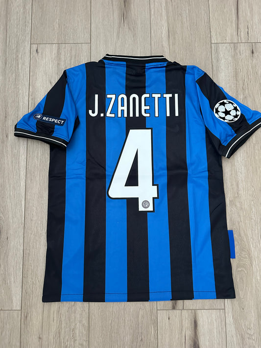 Inter Milan 09/10 Final UCL Javier Zanetti #4 Home Nerazzurr Retro Soccer Jersey