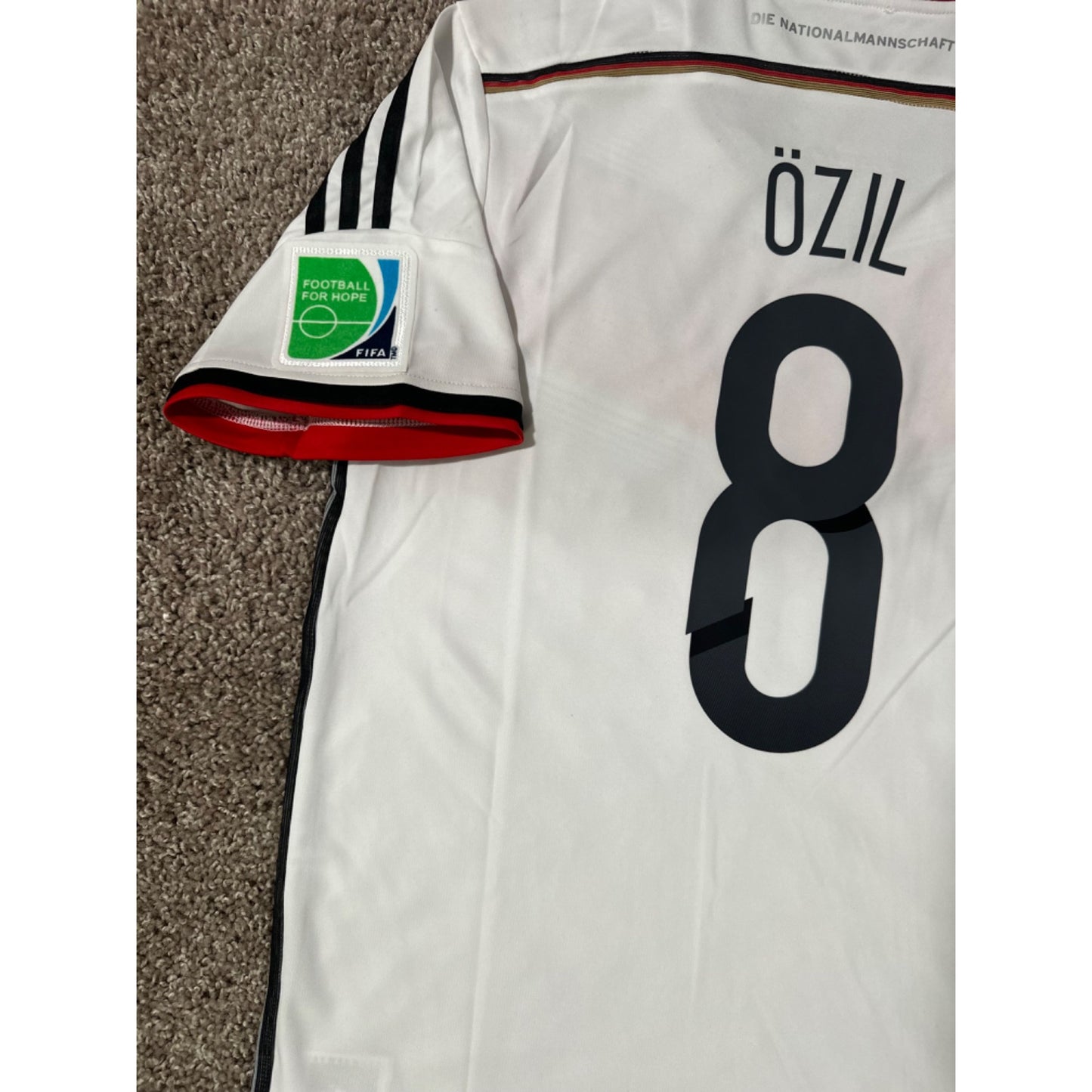 Germany Mezut Ozil #8 Retro Soccer Jersey FWC 2014 Home White Men Shirt Size