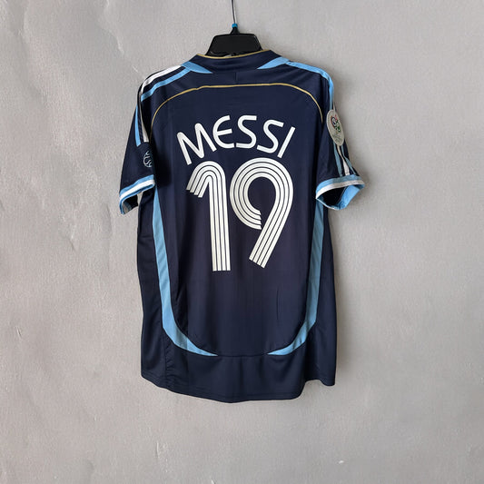 Argentina Messi #19 Retro Soccer Jersey Away Blue 2006 FWC Men Size Shirt