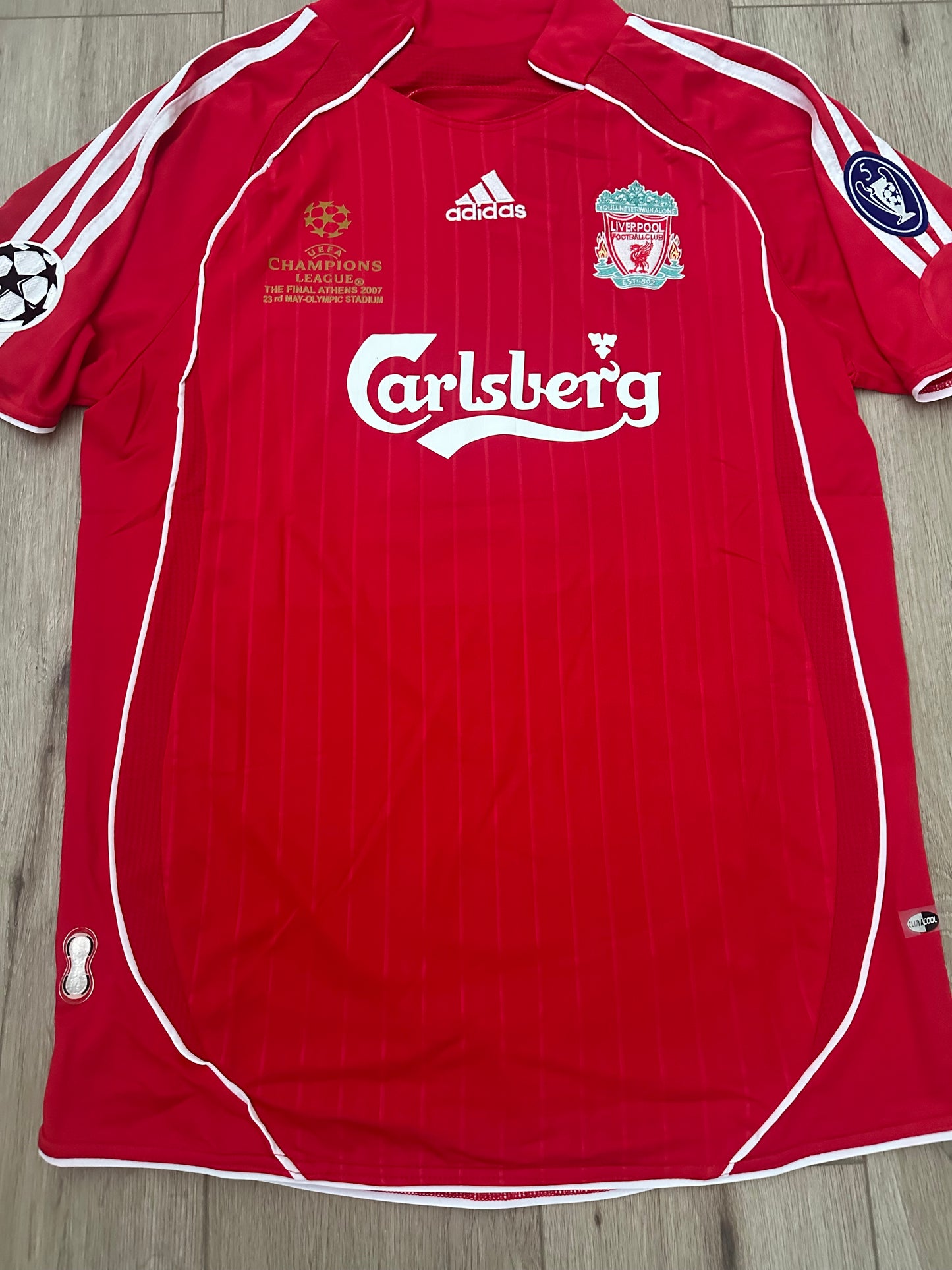 Liverpool Steven Gerrard #8 Retro Soccer Jersey UCL Final’s 2007 Red Men Size