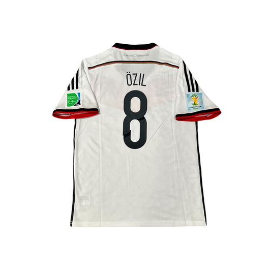 Germany Mezut Ozil #8 Retro Soccer Jersey FWC 2014 Home White Men Shirt Size