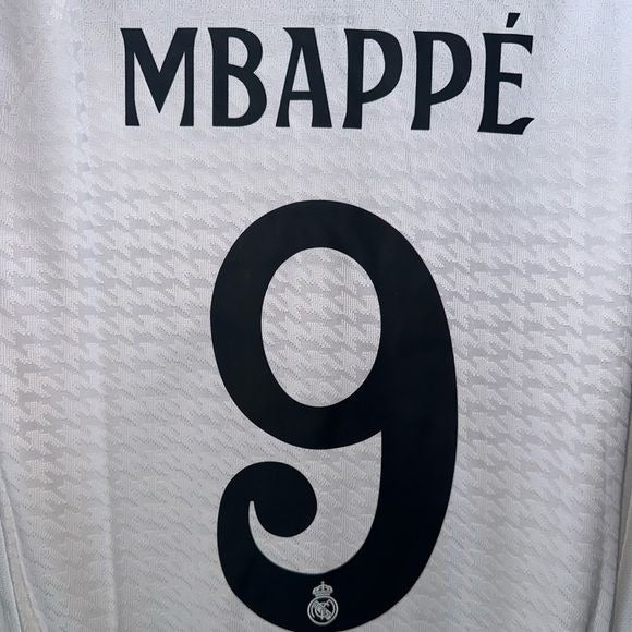 Real Madrid Kylian Mbappe #9 2024/25 Home White Soccer Jersey UCL Men Size team