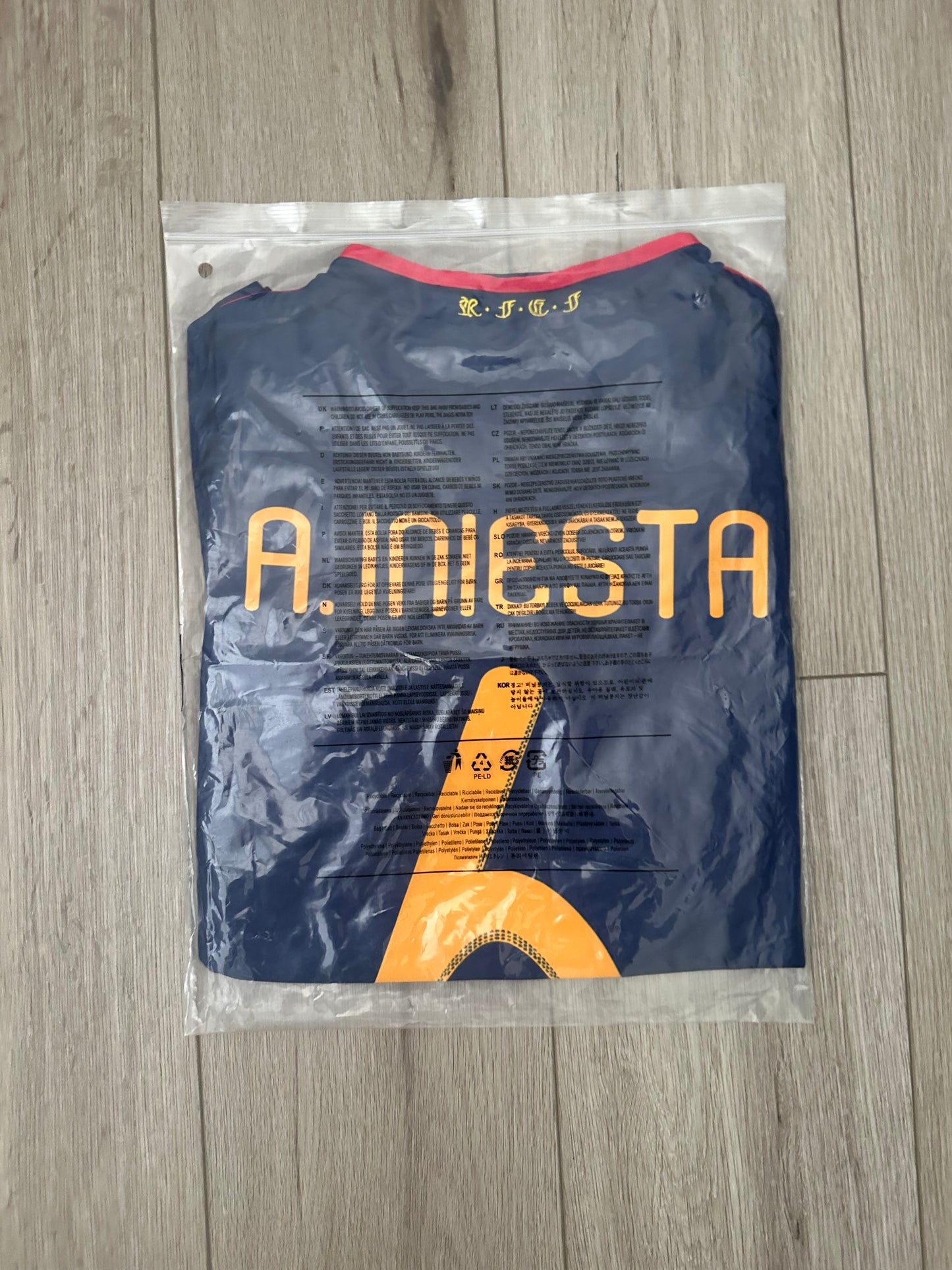 Spain Andres Iniesta 2010 Soccer Jersey Final Fifa World Cup Blue Size Men Shirt