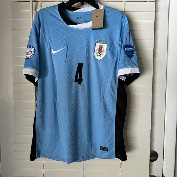 Uruguay Ronald Araujo #4 America Cup 2024 Soccer Jersey Home blue Men Size