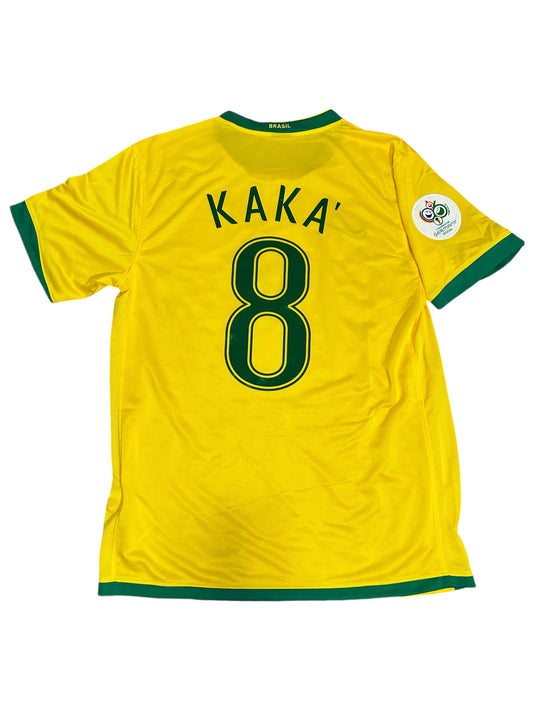 Brazil 2006 Ricardo Kaka’ #8 Soccer Jersey World Cup Yellow Home Men Shirt Size