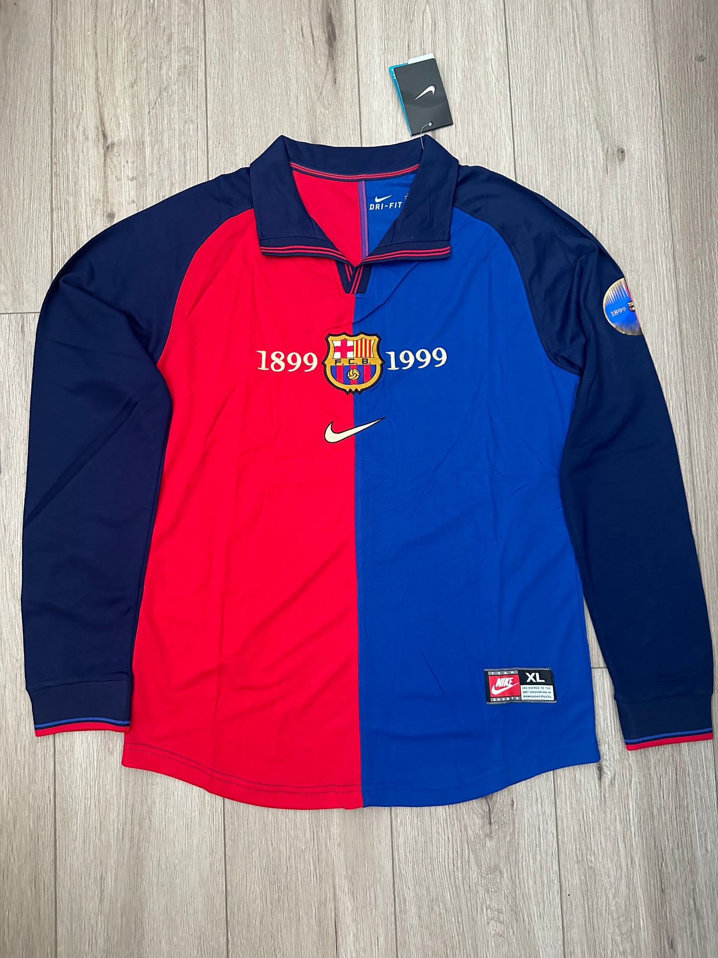 Barcelona Rivaldo 1999 Soccer Jersey Retro Long Sleeves Home #11 Shirt Men Size