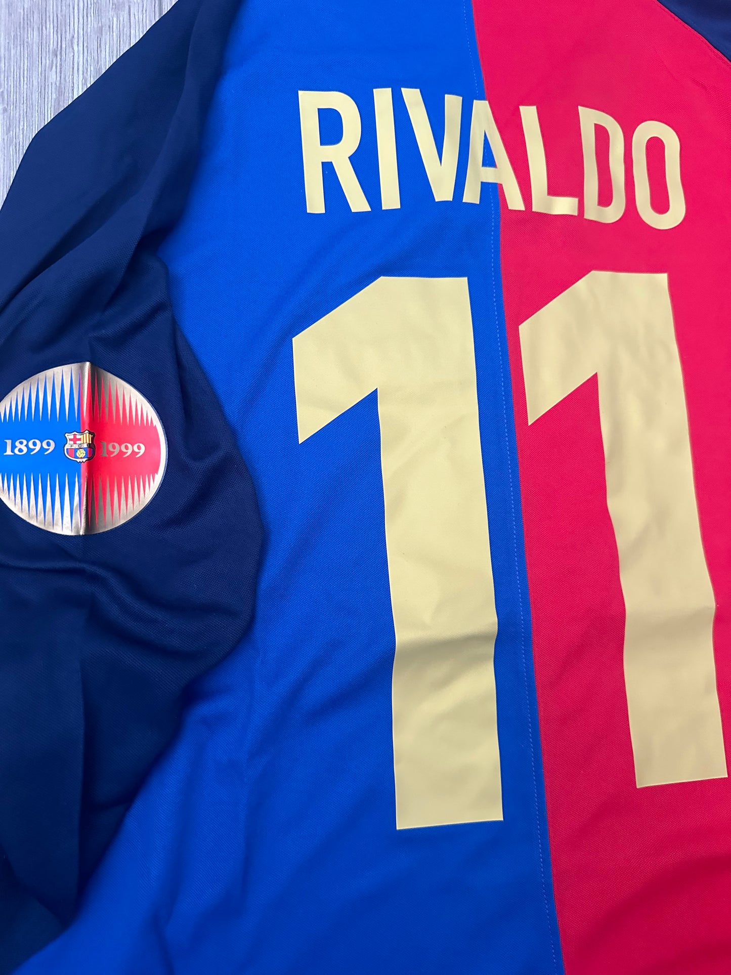 Barcelona Rivaldo 1999 Soccer Jersey Retro Long Sleeves Home #11 Shirt Men Size