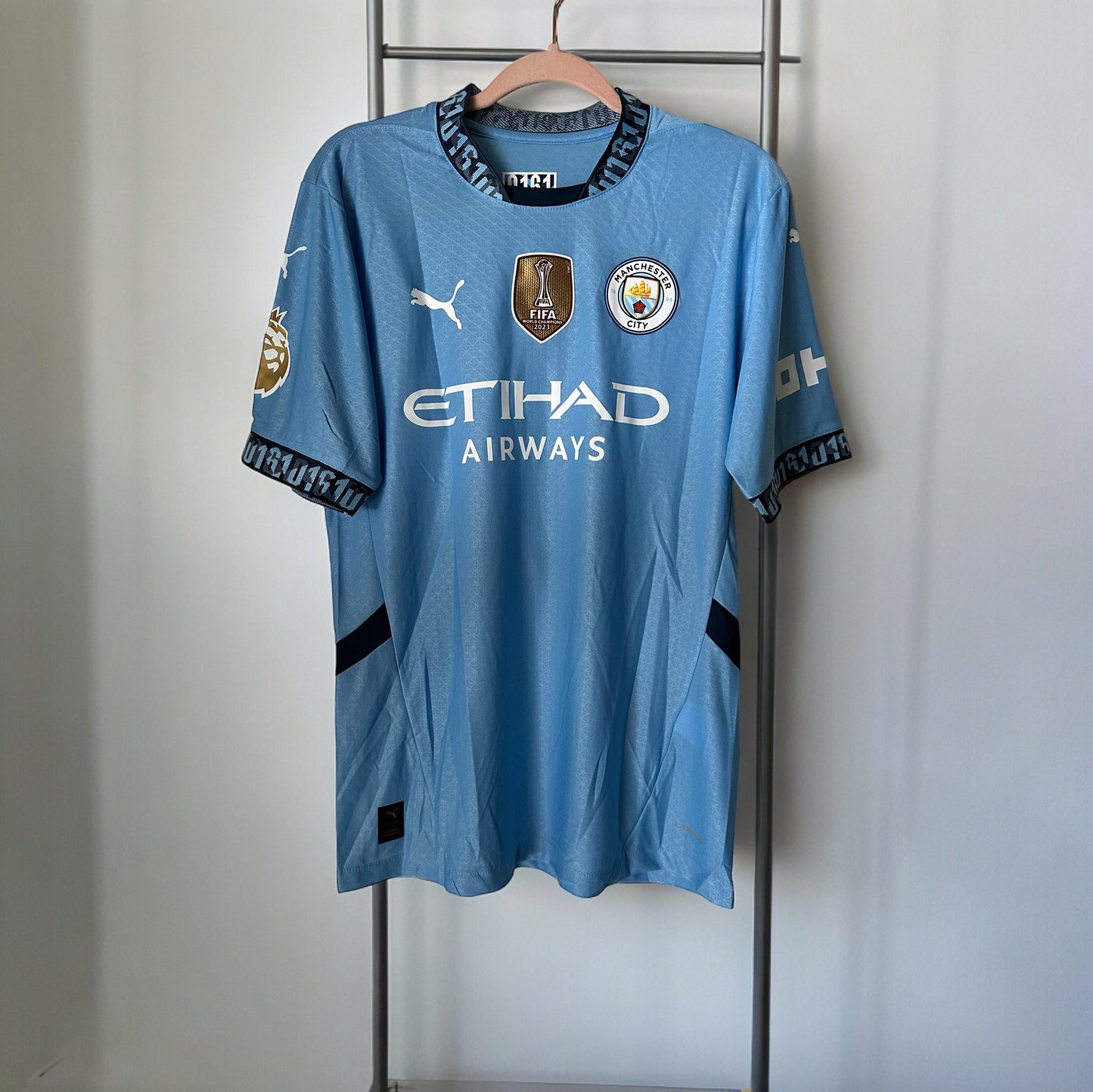 Manchester City Erling Haaland #9 2024/25 Home Blue Soccer Jersey Men Size Shirt