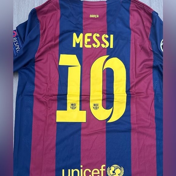 Barcelona Soccer Jersey Lionel Messi 2015 Home Final UCL Regular size Men Shirt