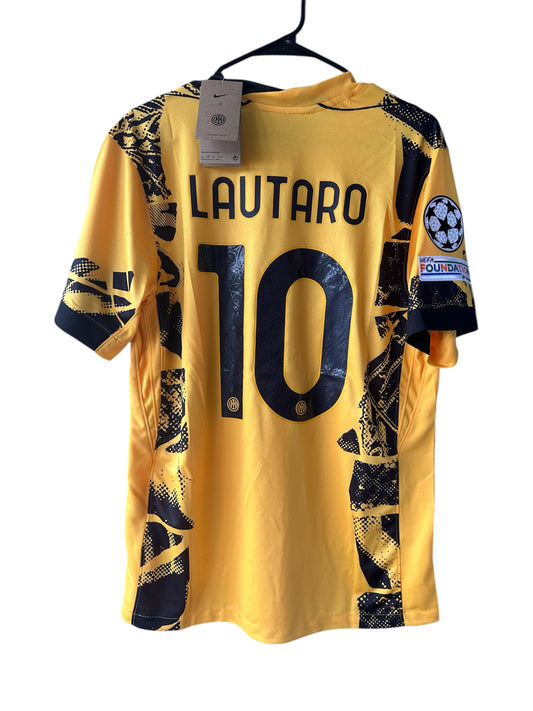 Lautaro Martinez Soccer Jersey Inter Milan Away Final Champions Yellow 2024/25  #10 Shirt men