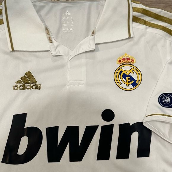 Real Madrid Cristiano Ronaldo #7 Soccer Jersey 2012 Home UCL White Gold Men Size