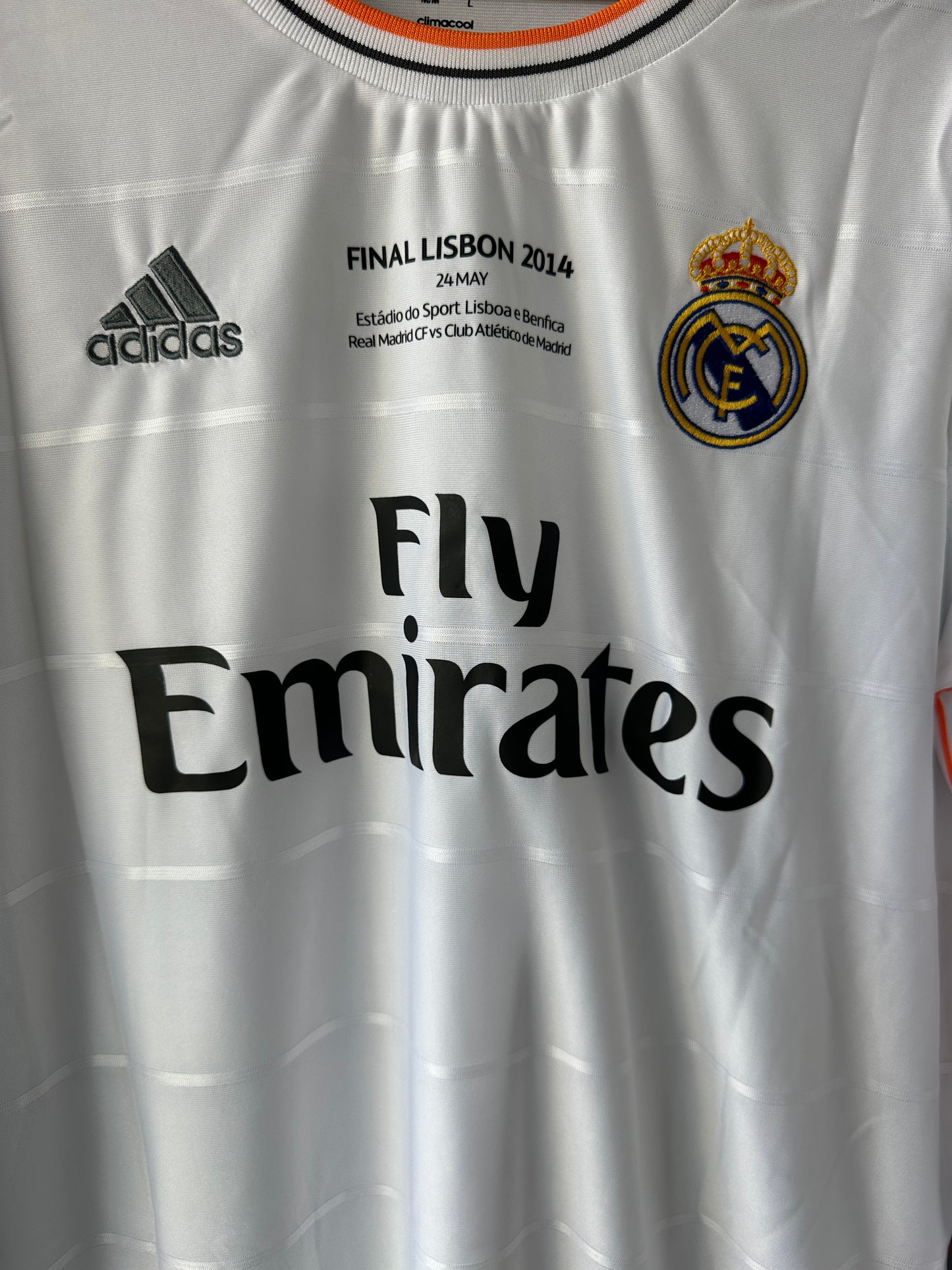 Real Madrid Sergio Ramos #4 Retro Soccer Jersey 2014 Final UCL White Men Size