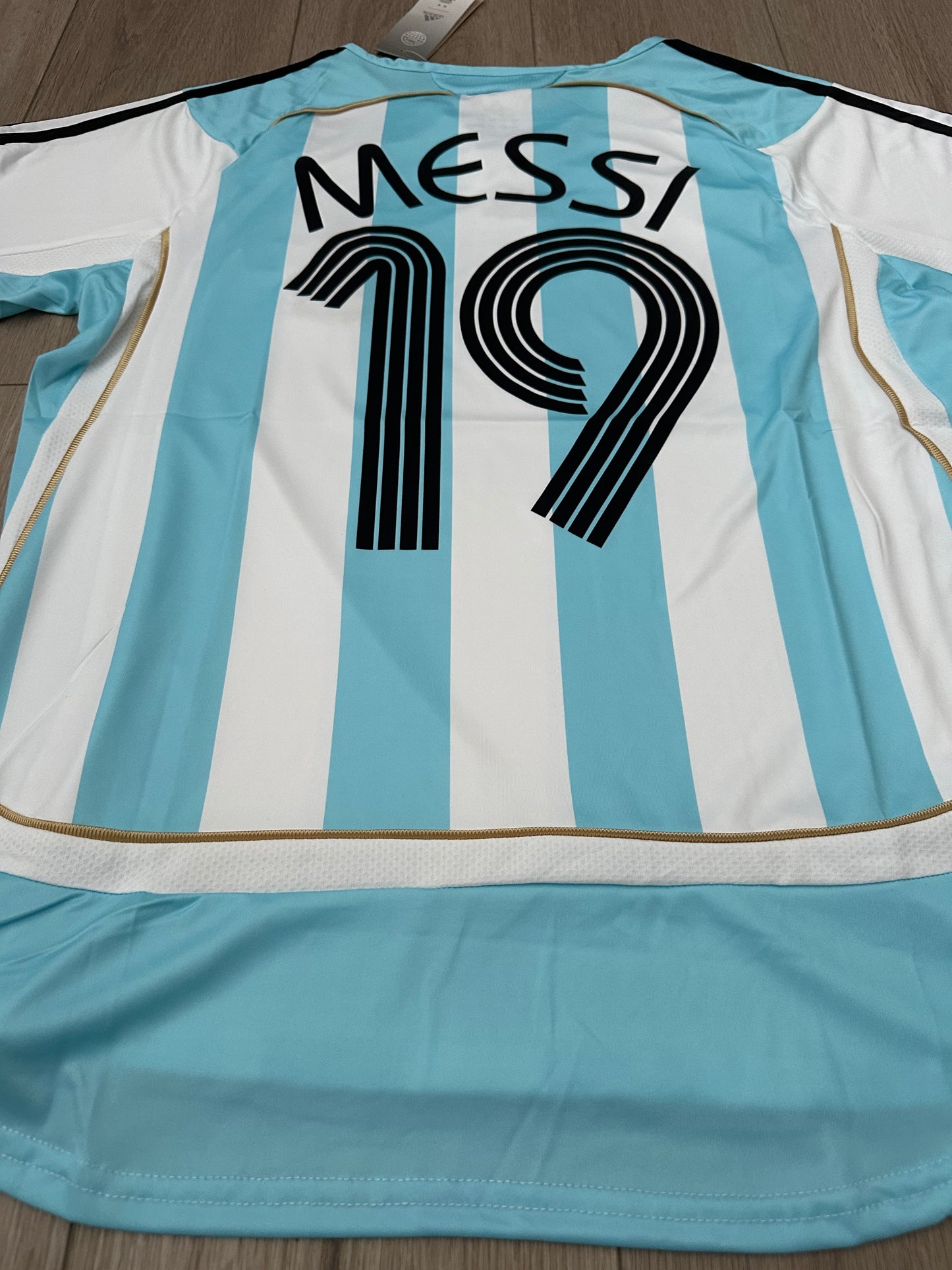 Argentina Retro Shirt 2006 Soccer Jersey Lionel Messi #19 Home Blue Men Size