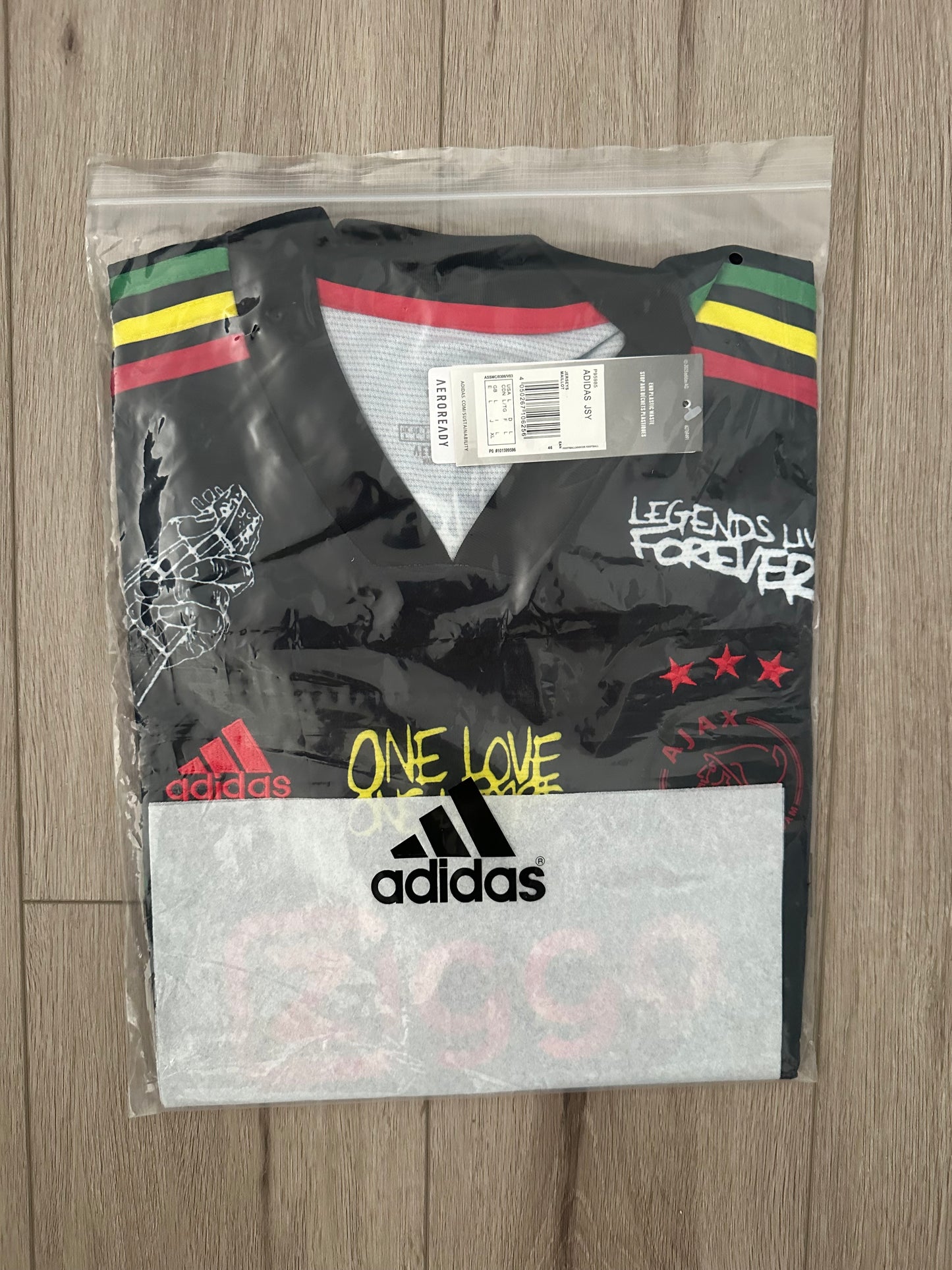 Rare Soccer Jersey Ajax Bob Marley Special Edition Black Regular Men Size Shirt