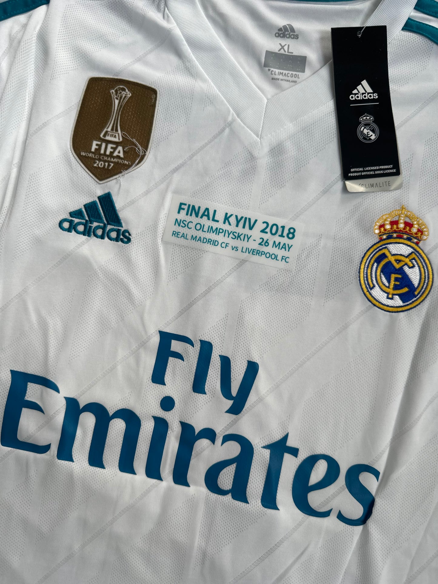 Ronaldo Real Madrid Jersey 2018 Final Champions Long Sleeves White Regular Size