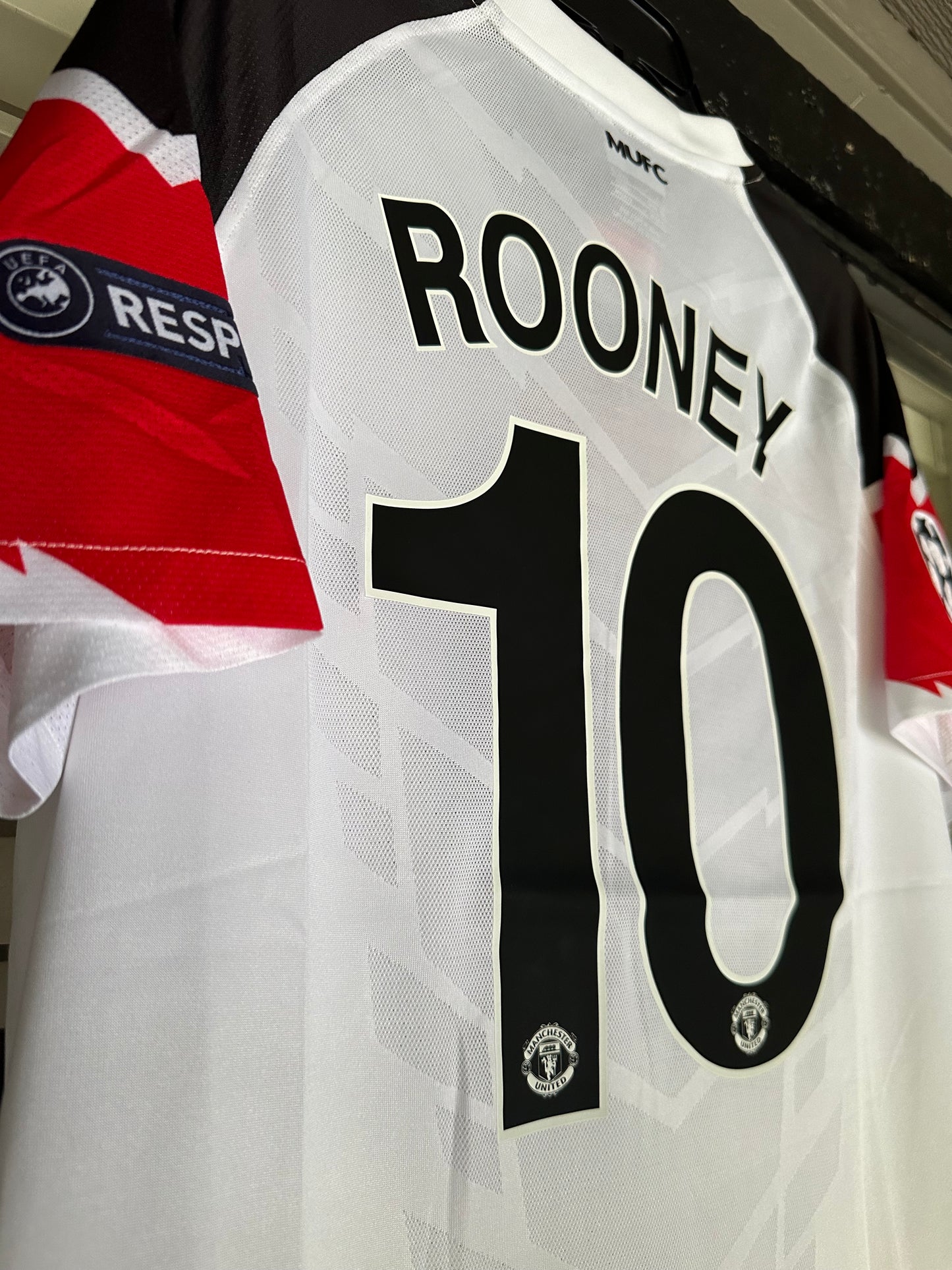 Manchester United 2011 Final UCL Wayne Rooney #10 Soccer Jersey White Men Size