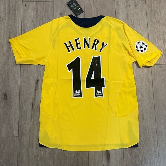 Arsenal Thierry Henry #14 Retro Soccer Jersey 2006 Final’s UCL Yellow men Size