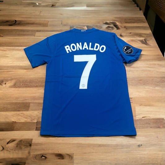 Manchester United Ronaldo 2009 Soccer Jersey Away Blue Champions Men Football