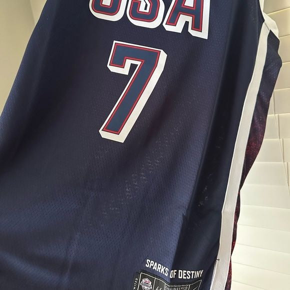 Basketball Jersey USA Team 2024 Kevin Durant Olympic Paris Blue Home Men Size