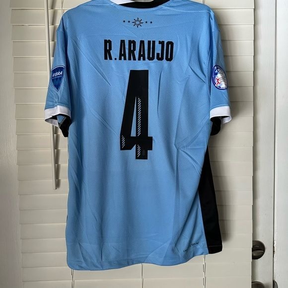 Uruguay Ronald Araujo #4 America Cup 2024 Soccer Jersey Home blue Men Size