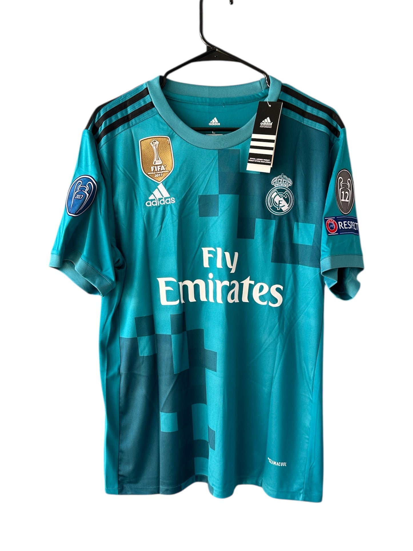 Cristiano Ronaldo #7 Real Madrid 17/18 Retro Away Green Soccer Jersey Men Size