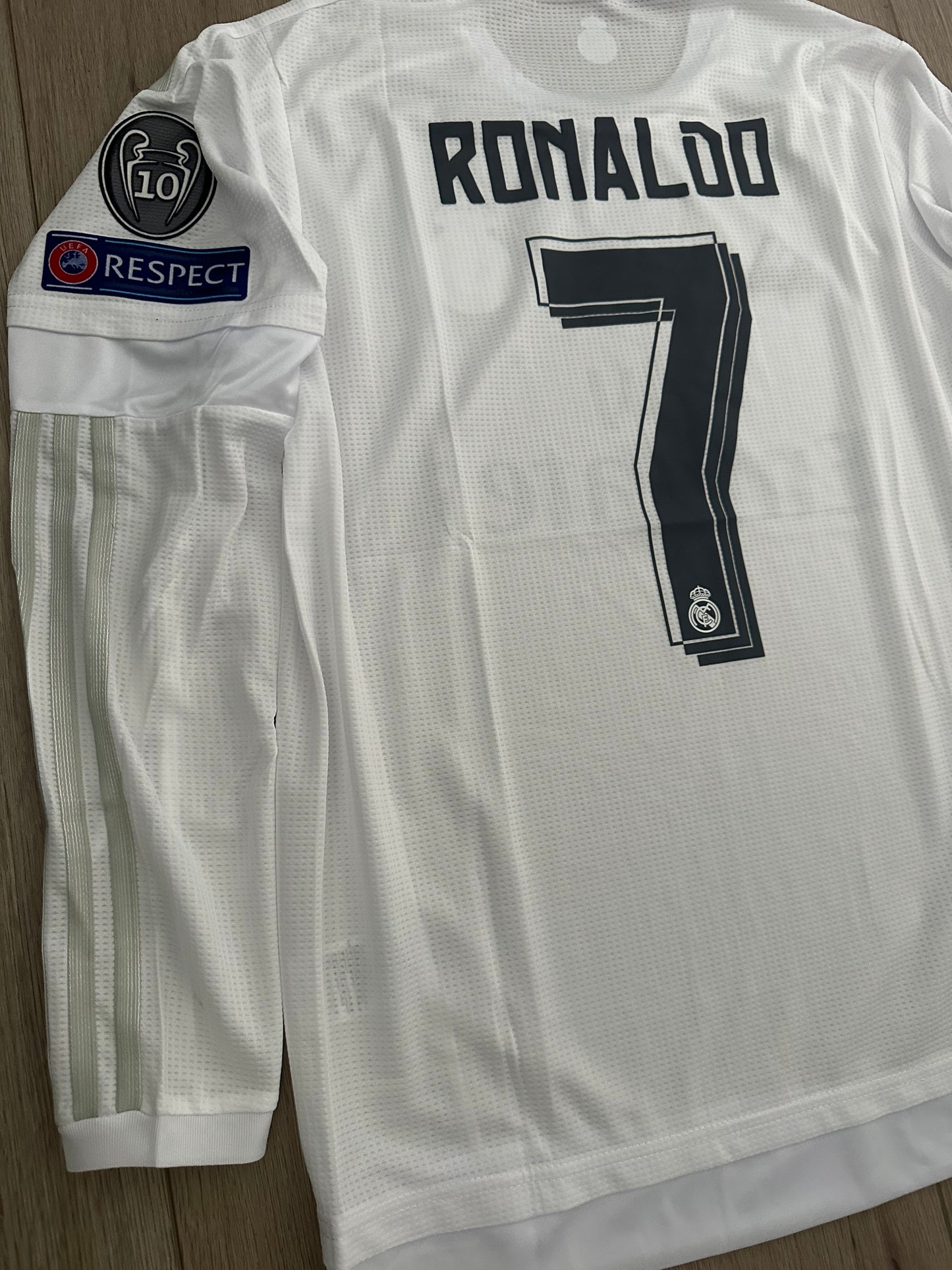 Real Madrid Ronaldo 2016 Final UCL Soccer Jersey white Long Sleeves Men’ Size