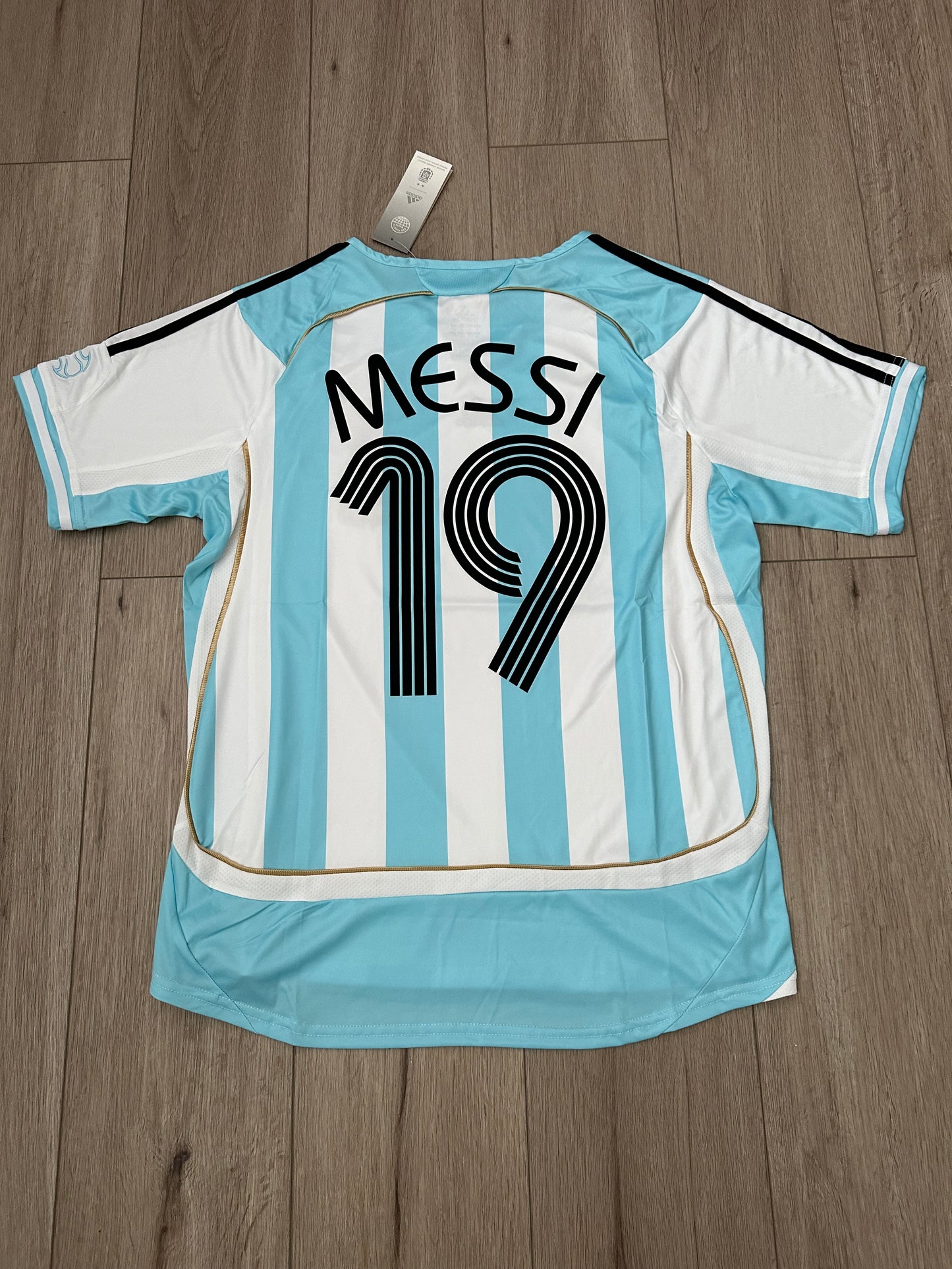 Argentina Retro Shirt 2006 Soccer Jersey Lionel Messi #19 Home Blue Men Size