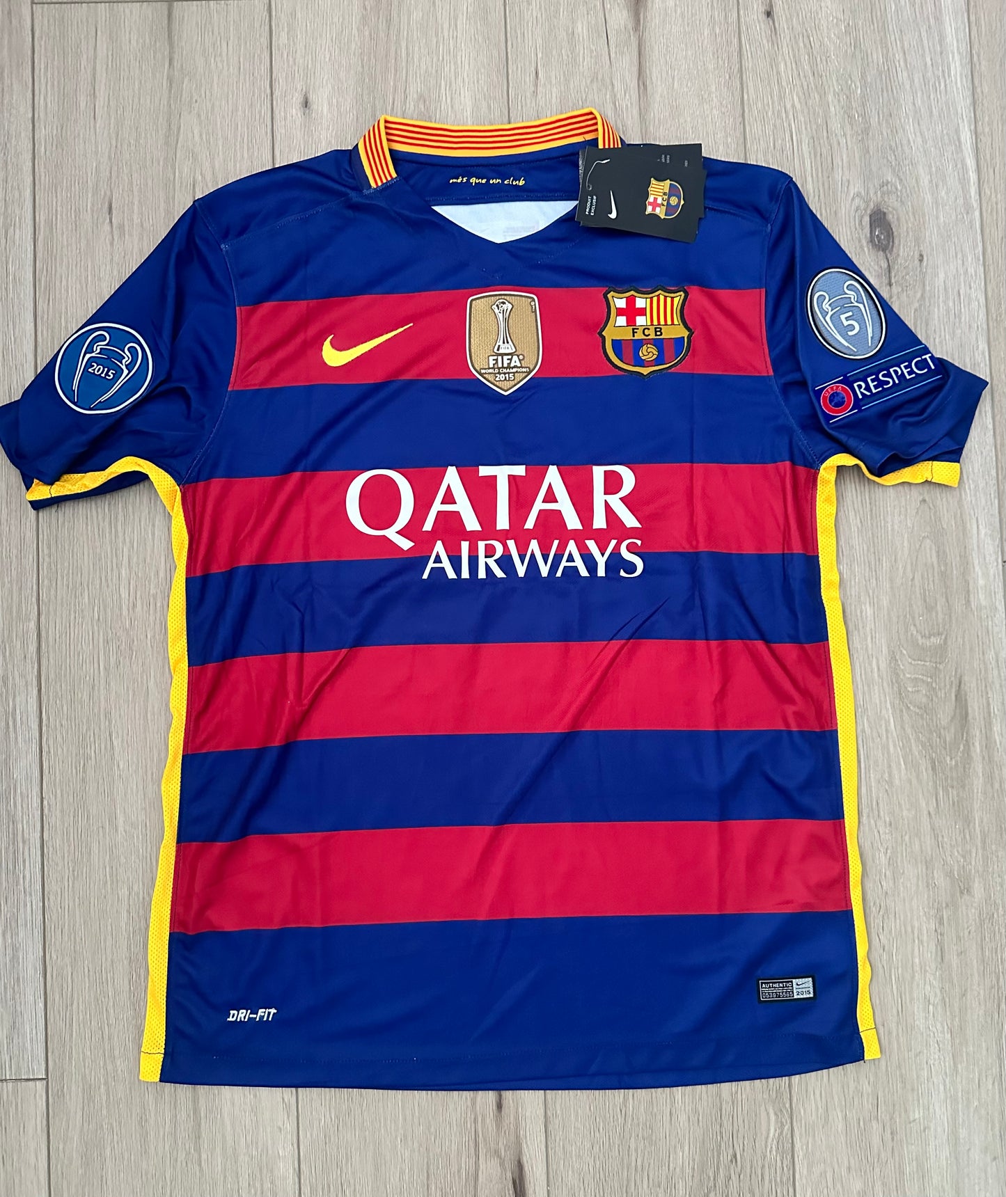 Neymar Jr Barcelona Soccer Jersey 2016 Home Champions Regular Men’s size Shirt