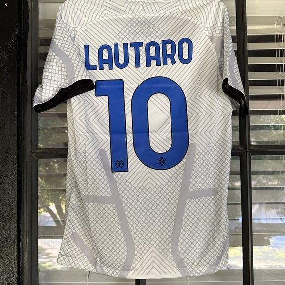 Inter Milan Lautaro Martinez #10 Soccer Jersey 24/25 Men Blue Away White Shirt