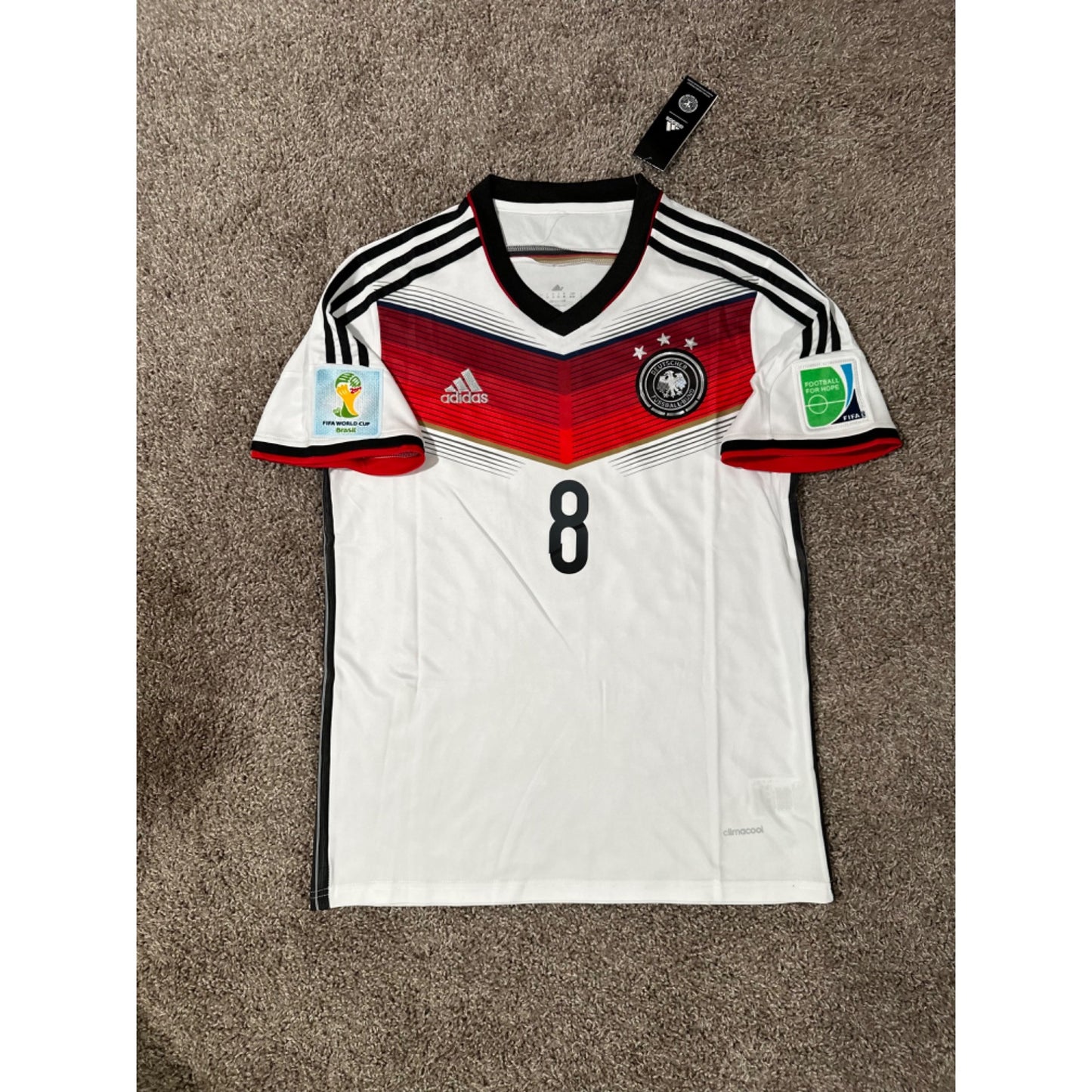 Germany Mezut Ozil #8 Retro Soccer Jersey FWC 2014 Home White Men Shirt Size