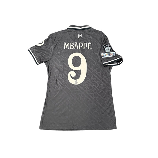 Real Madrid Kylian Mbappe #9 Soccer Jersey Gray Away 2004/25 Men Shirt Size